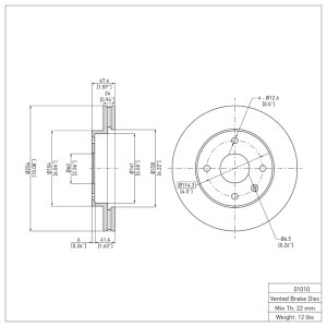 Chevrolet Epica Brake Rotor (1) - Front - R1 Concepts - Plain - `04-`10